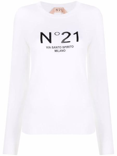 Nº21 Virgin Wool Logo Jumper - Neutrals 