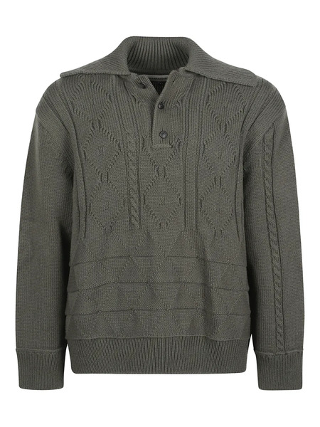 Namacheko Cable-knit Polo-collar Pullover - Green 