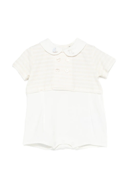 Nanan Striped Embroidered Romper - White 