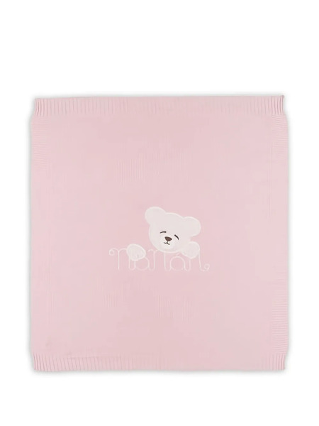  Nanan Teddy Bear-embroidered Blanket - Pink 