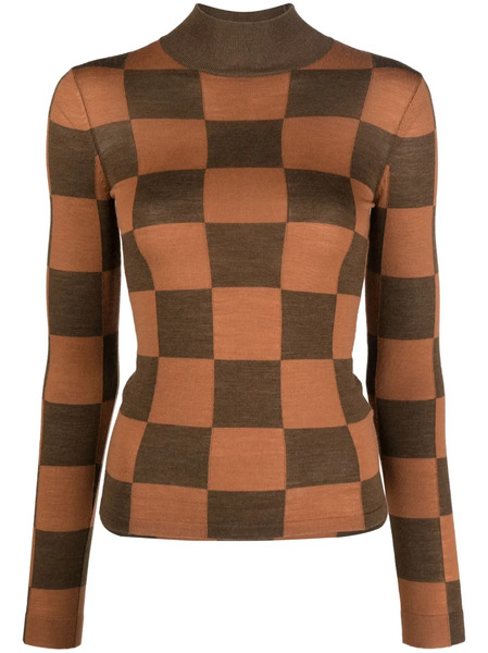  Nanushka Checkerboard-pattern Knitted Top - Brown 