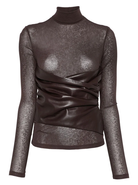  Nanushka Draped-panel Turtleneck Top - Brown 