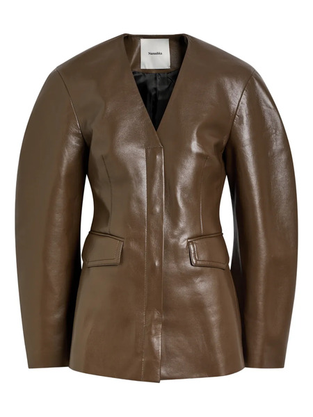  Nanushka Erina V-neck Jacket - Brown 