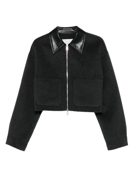  Nanushka Leather-trimmed Zip-up Jacket - Grey 