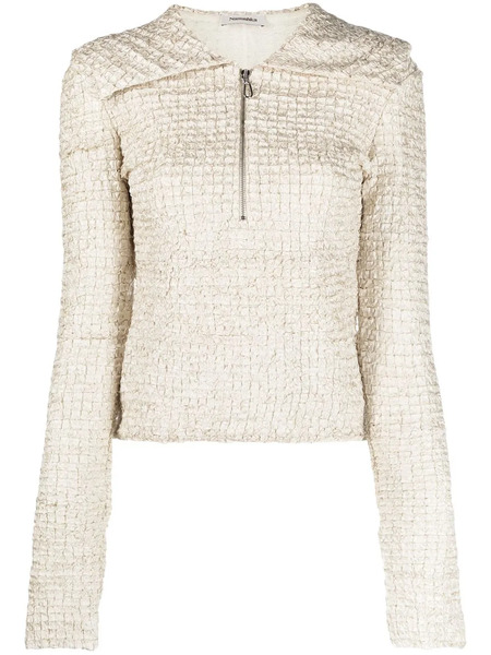  Nanushka Leiko Dribbled Ribbon Top - Neutrals 