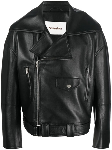  Nanushka Zipped Biker Jacket - Black 