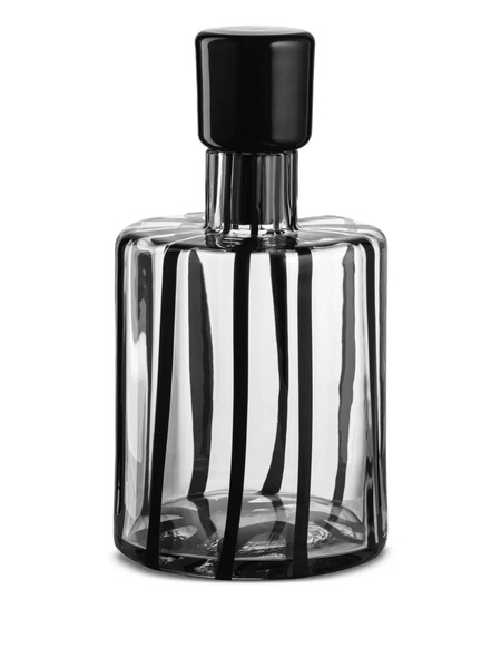  Nasonmoretti Cyrcus Striped Glass Bottle (11cm X 20cm) - Black 