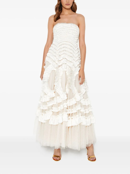  Needle & Thread Hyacinth Ruffled Gown - White 