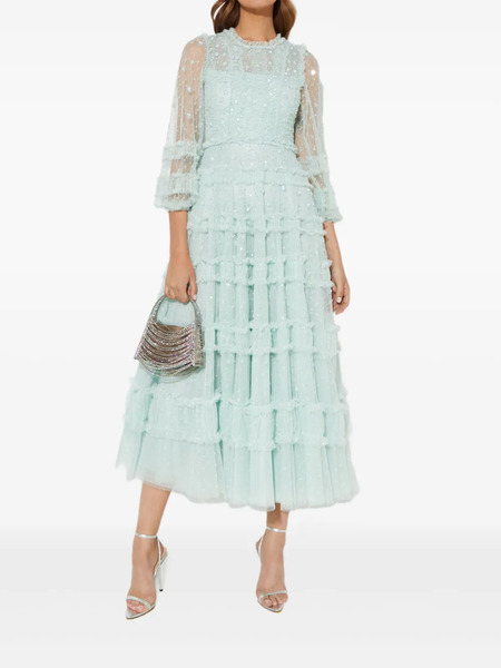  Needle & Thread Sequin Ruffled Violet Dress - Green 