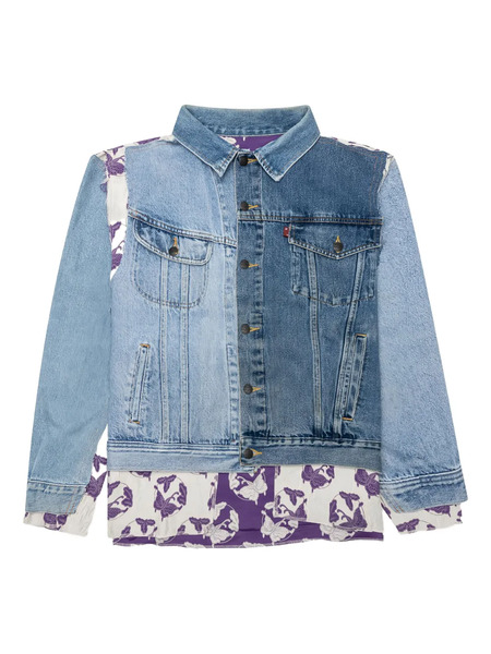  Needles Butterfly-print Denim Jacket - Blue 
