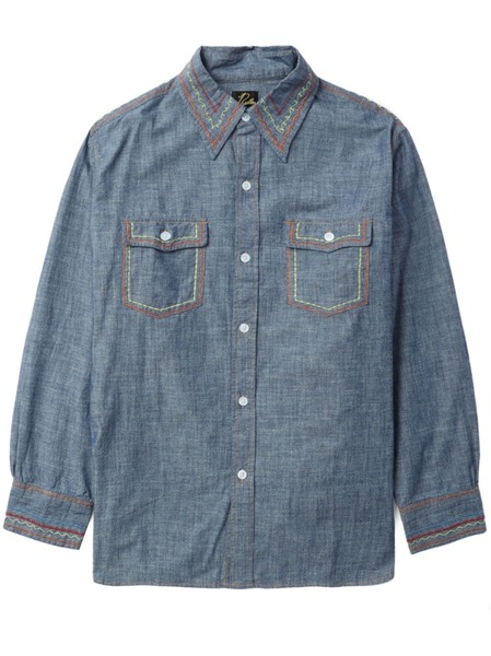  Needles Contrast-stitching Denim Shirt - Blue 