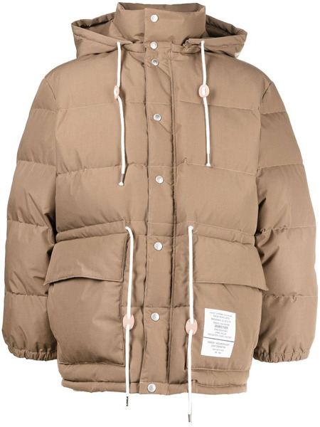  Neighborhood Logo-patch Padded Jacket - Brown 