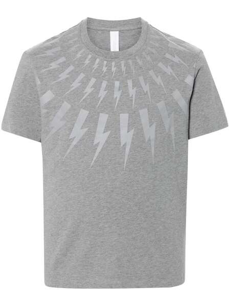  Neil Barrett Bolt-print Cotton T-shirt - Grey 