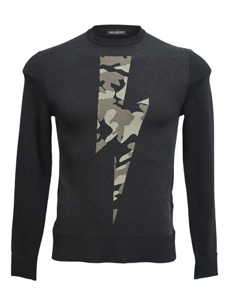 Neil Barrett Camo Lightning-bolt Sweater - Grey 