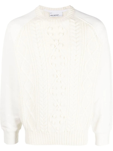  Neil Barrett Crew-neck Hybrid Jumper - Neutrals 