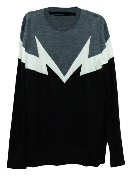  Neil Barrett Double Sonic Long-sleeve Wool Sweater - Blue 