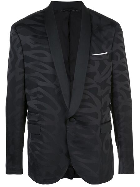  Neil Barrett Patterned Satin Jacket - Black 