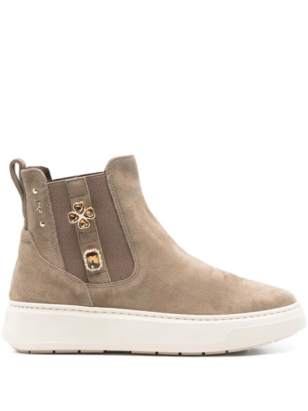  Nero Giardini Panelled Embellished Suede Boots - Neutrals 