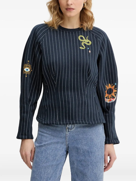  Never Fully Dressed Barrel Striped Embellished Sweatshirt - Blue 