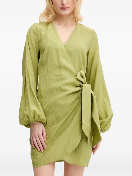  Never Fully Dressed Embellished Mini Wrap Dress - Green 