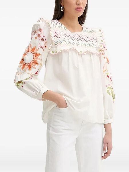  Never Fully Dressed Embroidered Ruffled Blouse - White 