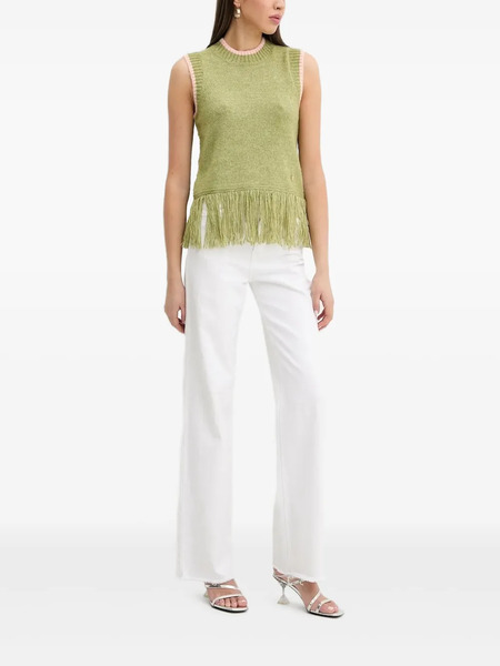  Never Fully Dressed Fringe-trimmed Sleeveless Top - Green 