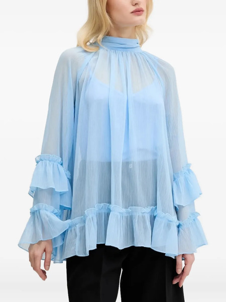  Never Fully Dressed High-neck Ruffled Top - Blue 