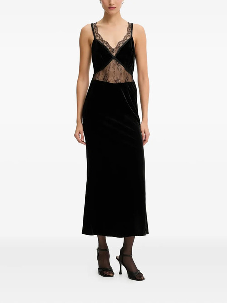  Never Fully Dressed Lace-panel Midi Dress - Black 