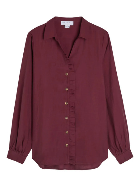  Never Fully Dressed Miley Ruffled Buttoned Shirt - Red 