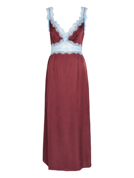  Never Fully Dressed Mini Lace-trim V-neck Dress - Red 