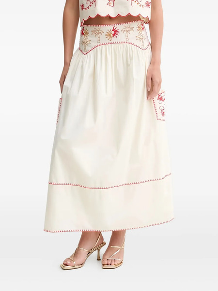  Never Fully Dressed Pollenca Embroidered Midi Skirt - White 