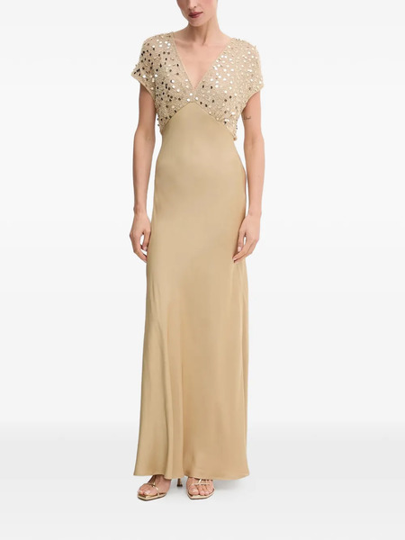  Never Fully Dressed Sequin V-neck Maxi Dress - Neutrals 