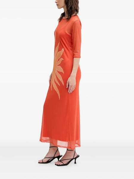  Never Fully Dressed Sun-print Mesh Maxi Dress - Orange 
