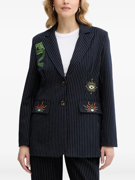  Never Fully Dressed Taylor Striped Embroidered Blazer - Blue 