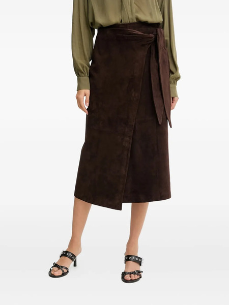  Never Fully Dressed Wrap Midi Skirt - Brown 