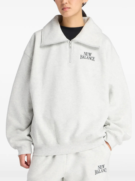  New Balance Trackside Embroidered Half Zip Sweatshirt - Grey 