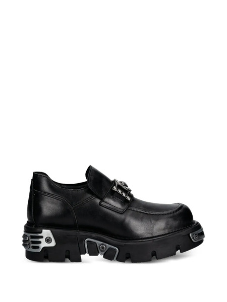  New Rock Embellishment Loafers - Black 