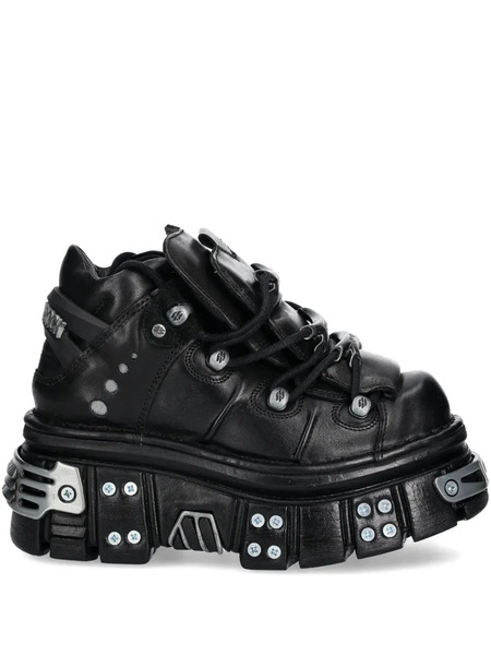  New Rock Hardware-detail Platform Sneakers - Black 