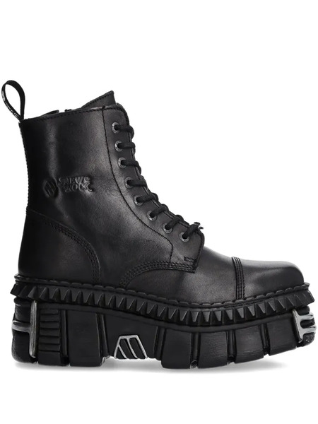  New Rock M-wall083cct-s9 Lace-up Platform Boots - Black 