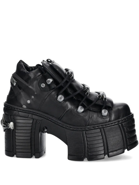  New Rock 120mm M-tm106-c2 Buckle-strap Platform Boots - Black 