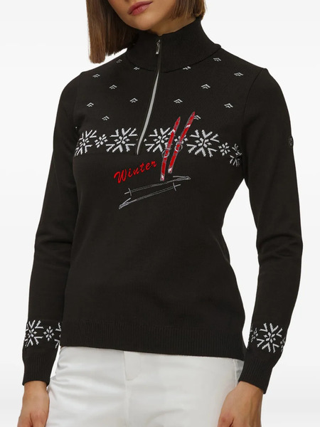  Newland Snowflake-embroidered Sweater - Black 