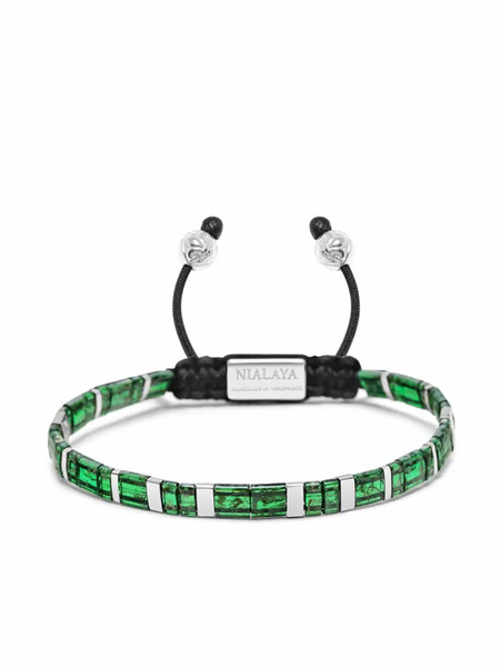  Nialaya Jewelry Logo-engraved Beaded Bracelet - Green 