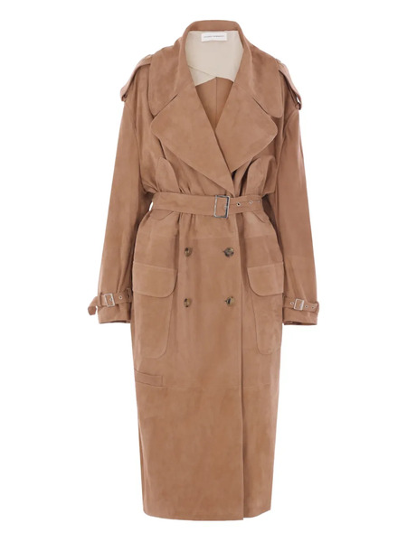  Niccolò Pasqualetti Chain-detailed Suede Trench Coat - Brown 
