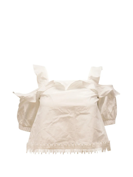  Nicholas Cold-shoulder Ruffles Top - White 