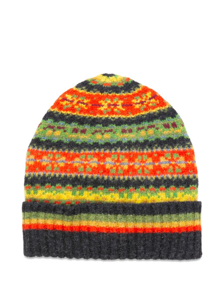  Nicholas Daley Fairisle Beanie Hat - Orange 