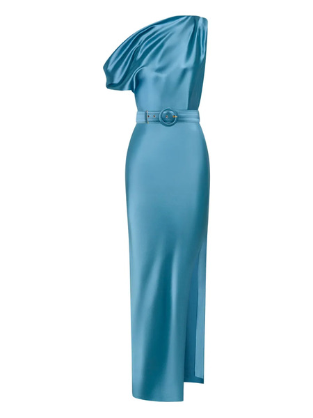  Nicholas Eartha One-shoulder Belted Midi Dress - Blue 