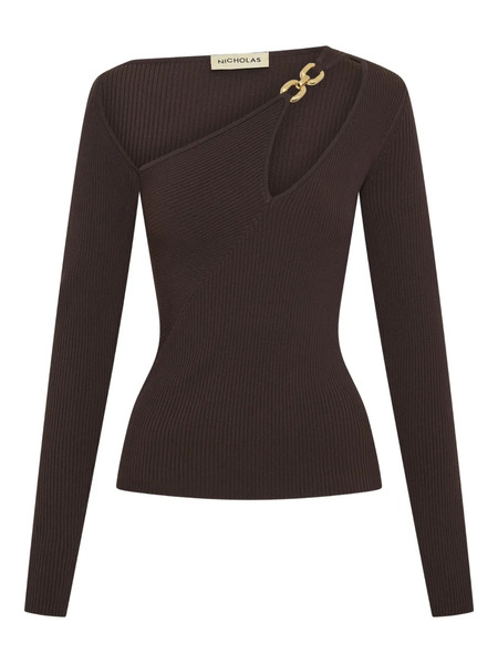  Nicholas Falda Cut-out Ribbed Top - Brown 