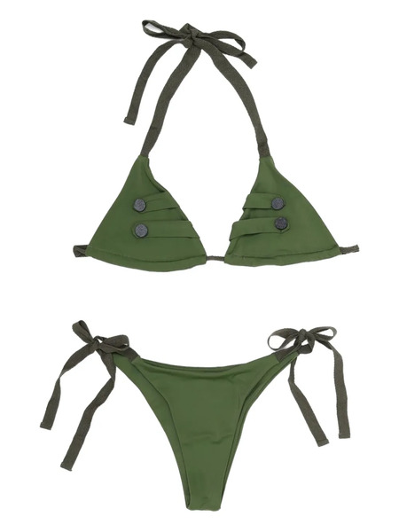 Niihai Uniform Button-detail Bikini - Green 