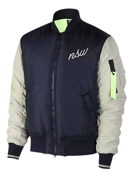  Nike Embroidered-logo Bomber Jacket - Blue 