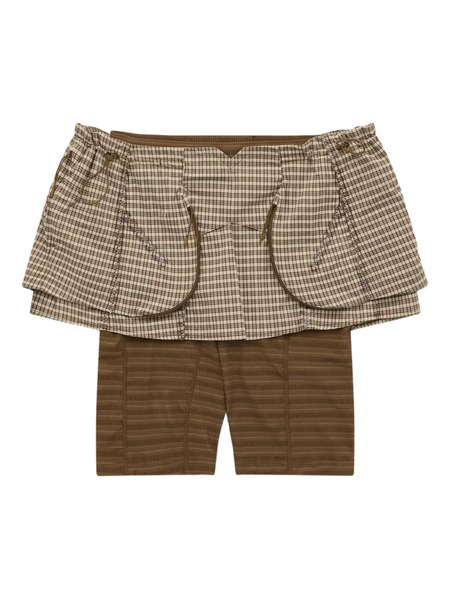  Nike X Knwls Check-pattern Mini Skirt - Neutrals 